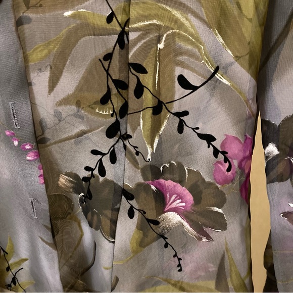 Vtg Gantos Sheer Gray Floral Velvet Burnout Blouse Fairycore Whimsy Y2K Sz S/M - Picture 5 of 9